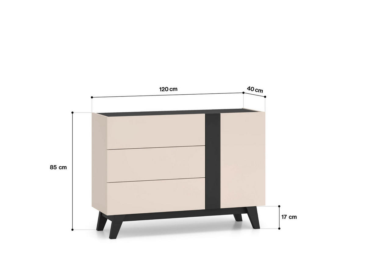 SIDEBOARD FRESHION Beige 120x40x85 cm - Beige, Holzwerkstoff (120/85/40cm) - FURNLUX
