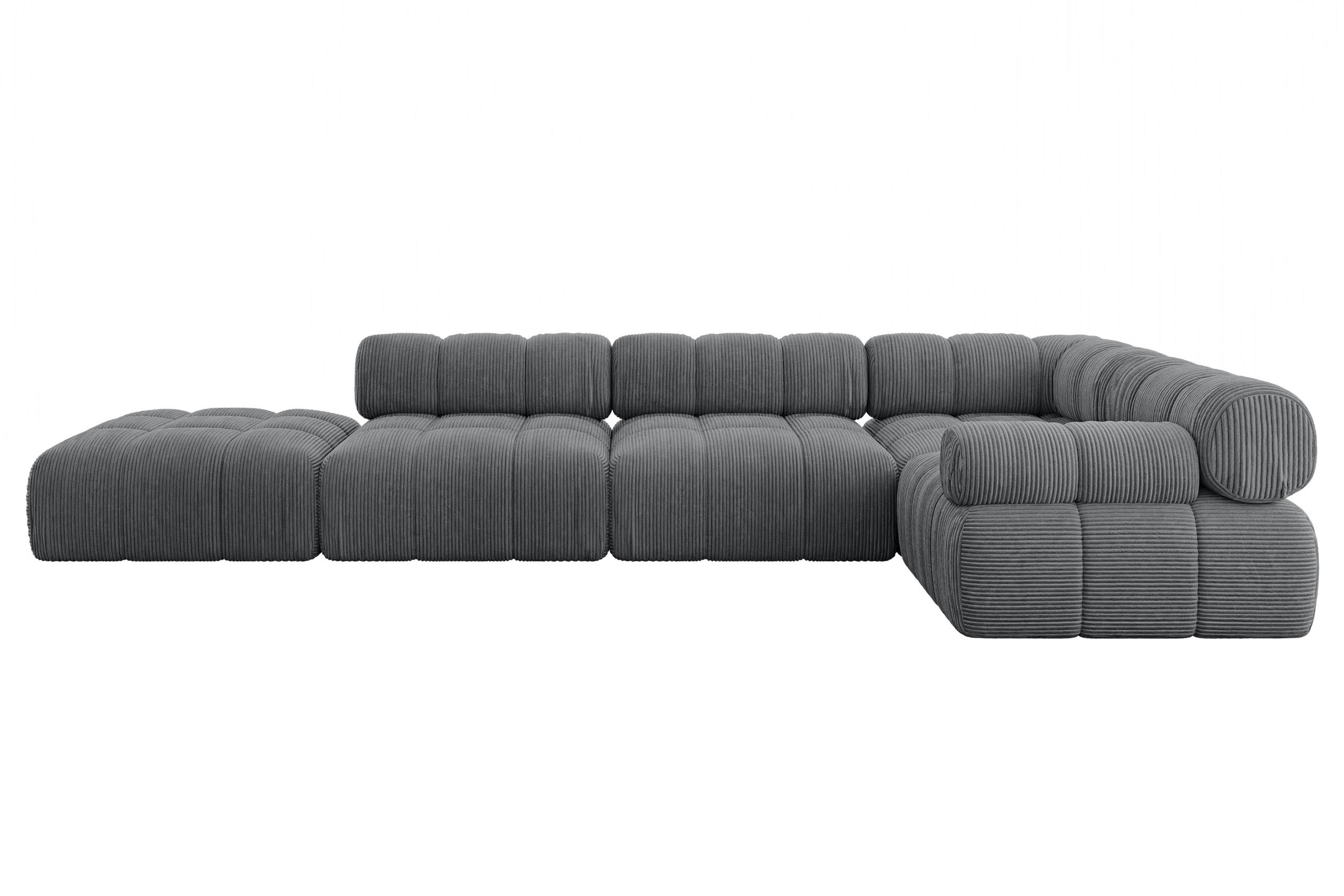 ECKSOFA modulares Sofa Felto-L2 - 380x190x70 cm Dunkelgrau Cord - Dunkelgrau, Holzwerkstoff/Textil (380/190cm) - ALTDECOR