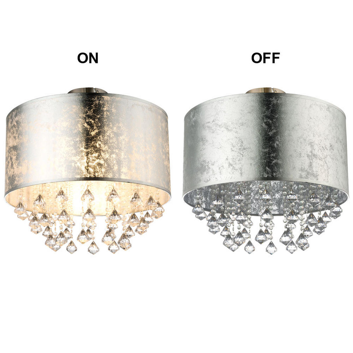 LED DECKENLEUCHTE Amy Silber Textil - Silberfarben, Metall (40/40/38cm) - Globo Lighting