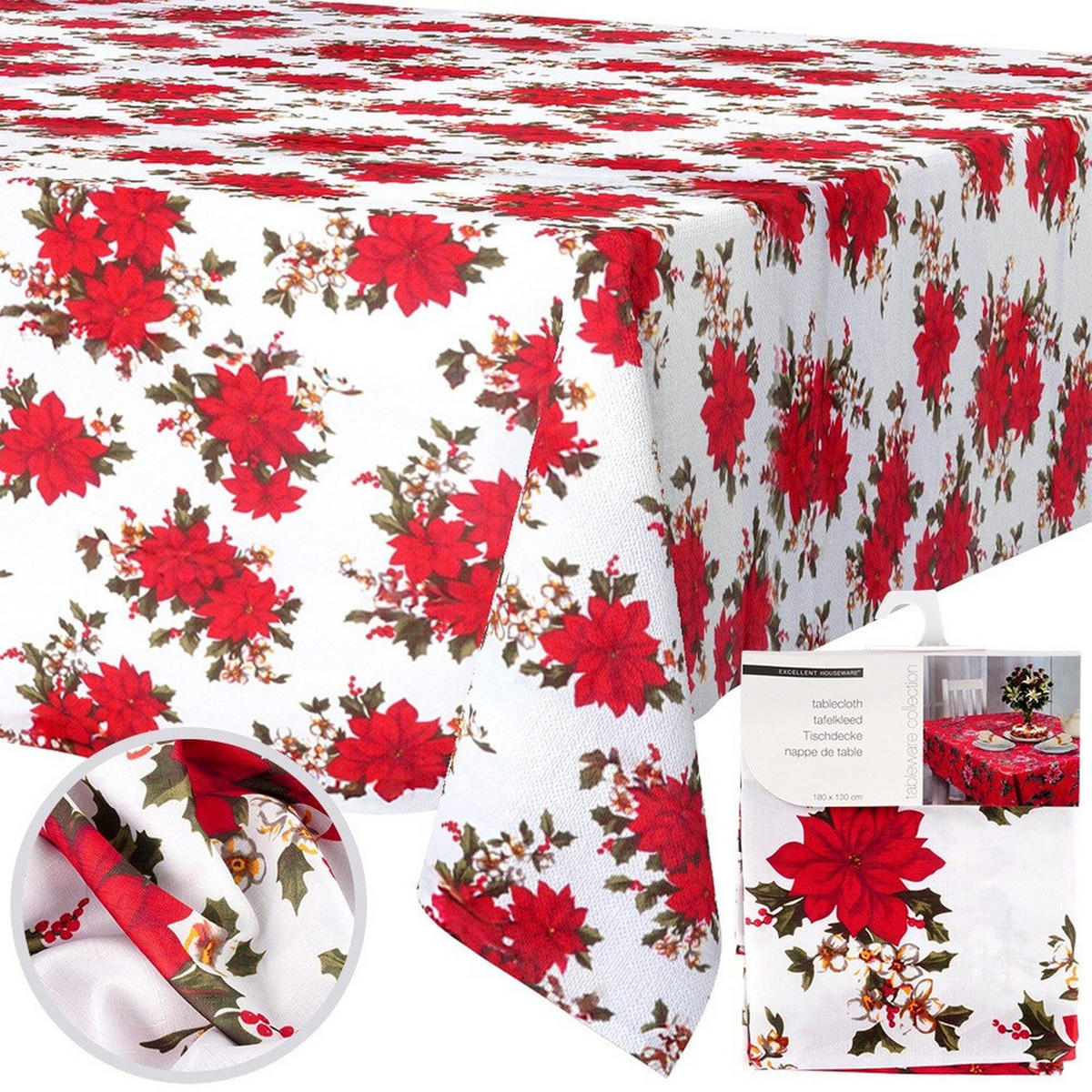 WEIHNACHTSTISCHDECKE Fleckenabweisend 180x130 cm - Weiß, Textil (180/130cm) - Excellent Houseware