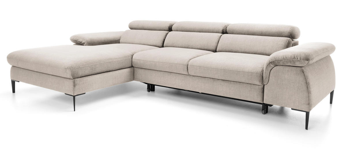 ECKSOFA L-Form 290 cm Amaro M mit Schlaffunktion, Links, Creme - Creme, Holz (288/182cm) - Emporius