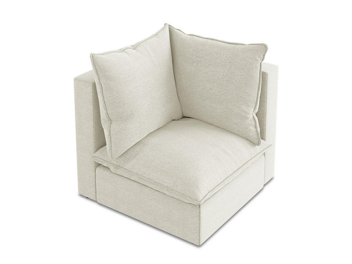 SOFAELEMENT Bouclé Stoff Beige - Sandfarben/Schwarz, Holzwerkstoff/Kunststoff (90/77/90cm) - Makamii