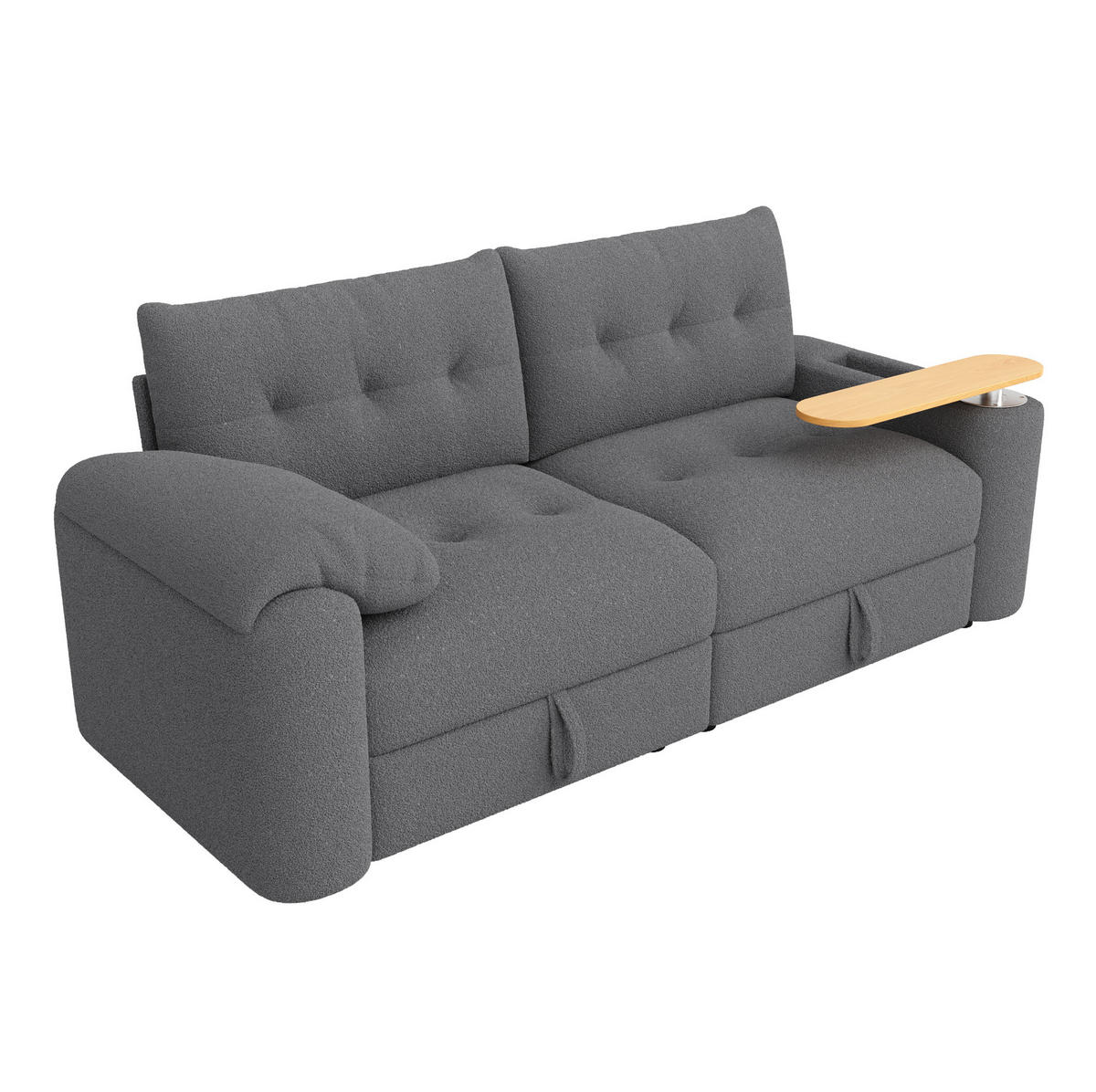 SOFA mit Stauraum 207,5 x 80 x 87 cm Teddy Grau - Grau, Kunststoff (207.5/87/80cm) - Meubliv