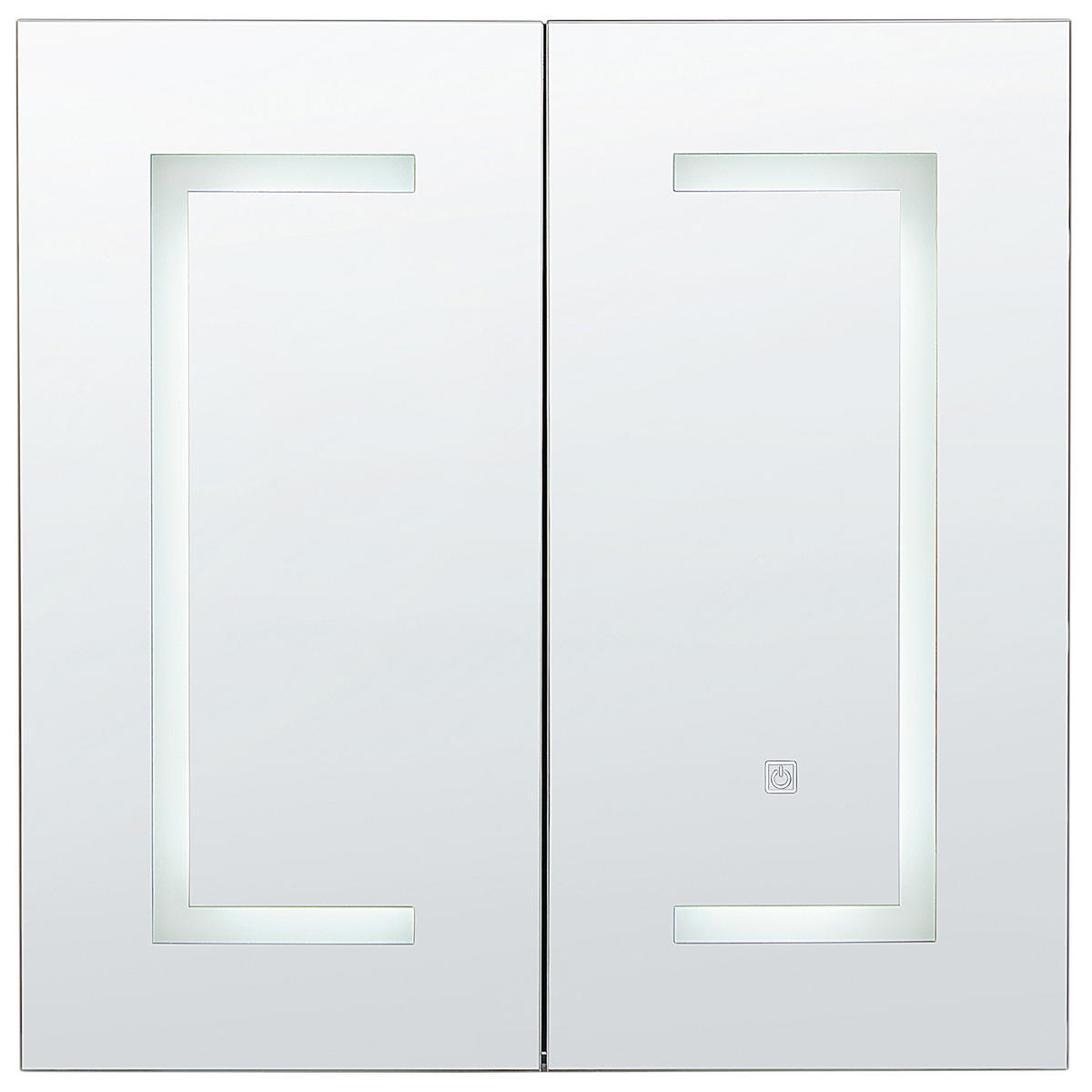 KOUPELNOVÁ ZRCADLOVÁ SKŘÍŇKA LED 60/60 cm Černá Mazarredo - černá/stříbrná, kompozitní dřevo (60/60/12cm) - Beliani