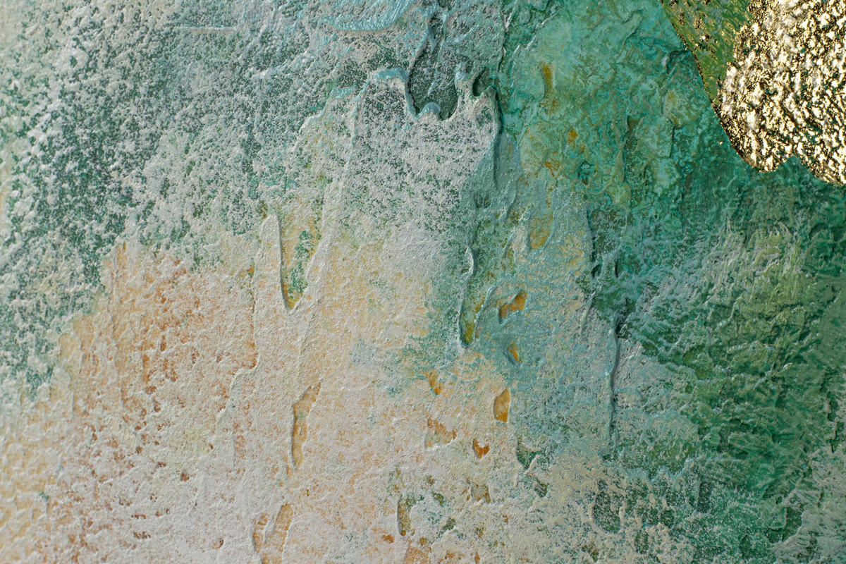 ÖLGEMÄLDE 120/80 cm - Türkis/Goldfarben, Holz/Textil (120/80cm) - KUNSTLOFT