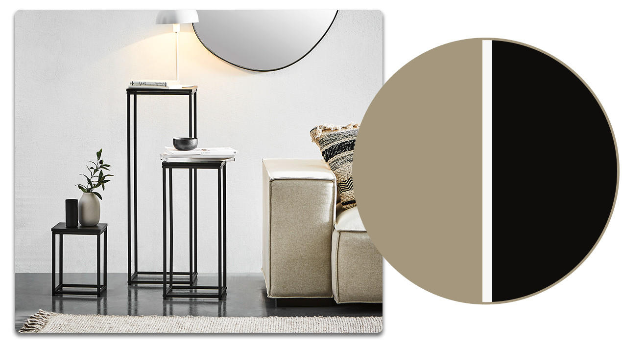 Wohnzimmer-Ideen: Beige und Schwarz kombiniert