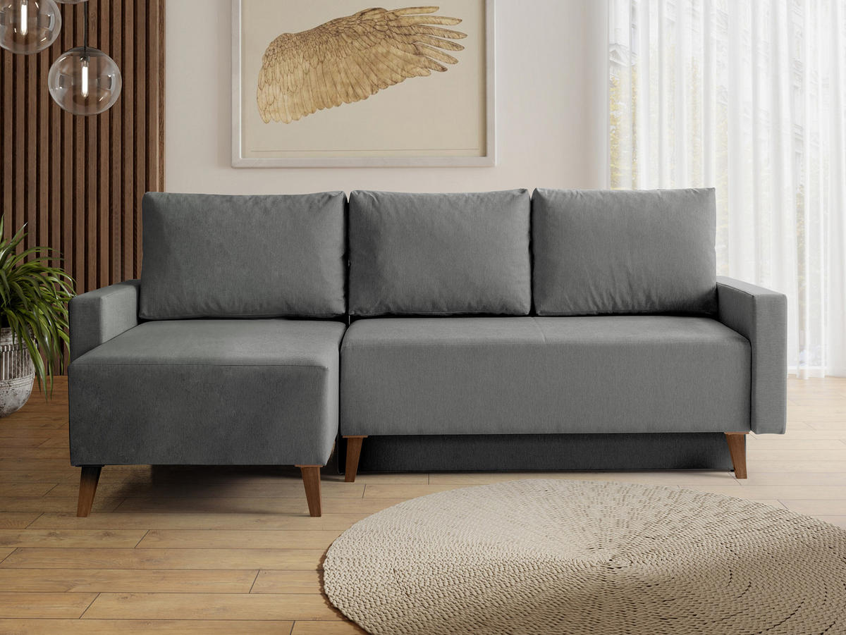 ECKSCHLAFSOFA Oviedo - Grau, Holz/Kunststoff (225/140cm) - MIRJAN24