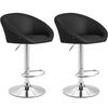 BARHOCKER 2er Set Lederlook schwarz - Chromfarben/Schwarz, Textil/Metall (55/86/51cm) - CLP