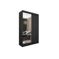 SCHWEBETÜRENSCHRANK PATRIZIA 120/216/61 cm 2-türig mit Spiegel Schwarz - Schwarz, Holzwerkstoff (120/216/61cm) - MASSENO