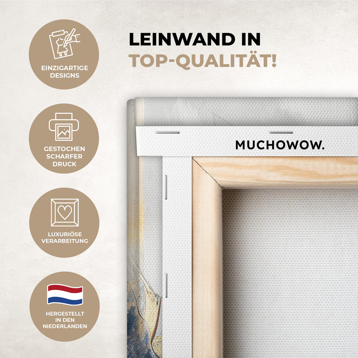 LEINWANDBILD Gold - Blau - Aquarell - Kunst - Modern Deko Wohnzimmer 20x30 cm - Hellblau, Textil (20/30cm) - MuchoWow