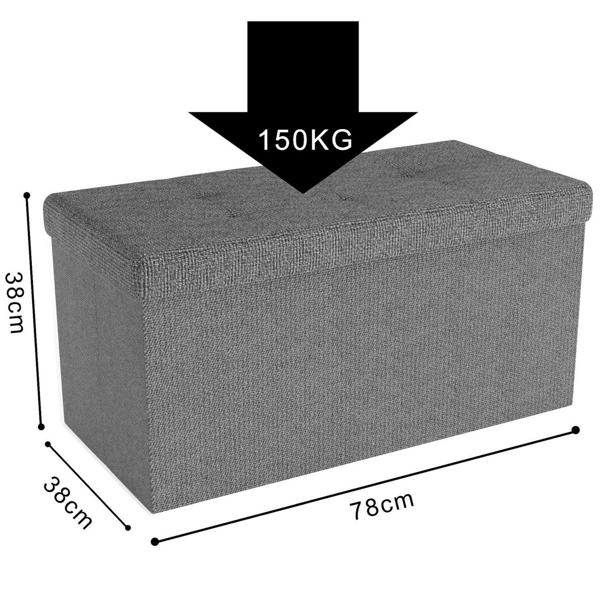 SITZTRUHE Faltbar 76/38/38 cm (Grau) - Grau, Textil (38/38/76cm) - Intirilife