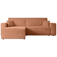 ECKSOFA mit Schlaffunktion und Bettkasten CELTIC-XL - 277x143x83 cm Koralle Velours - Koralle/Schwarz, Holzwerkstoff/Kunststoff (277/143cm) - ALTDECOR
