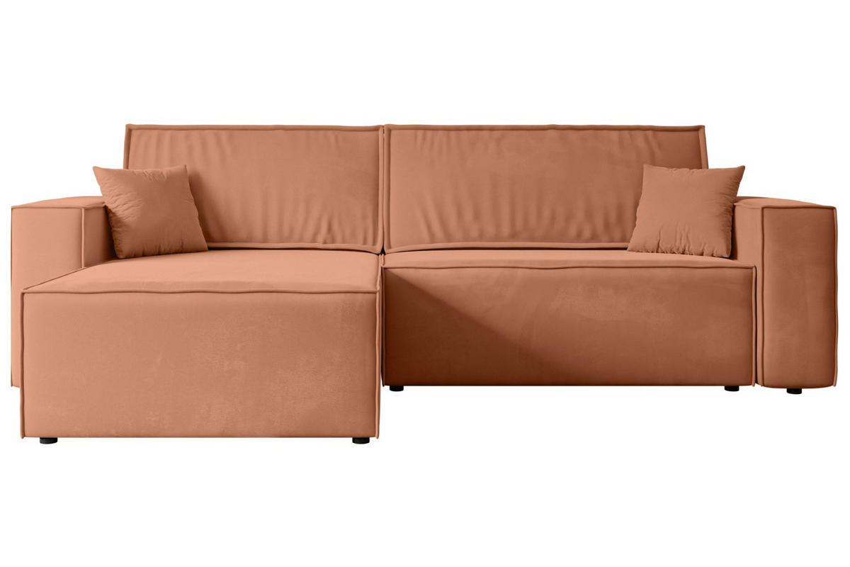 ECKSOFA mit Schlaffunktion und Bettkasten CELTIC-XL - 277x143x83 cm Koralle Velours - Koralle/Schwarz, Holzwerkstoff/Kunststoff (277/143cm) - ALTDECOR