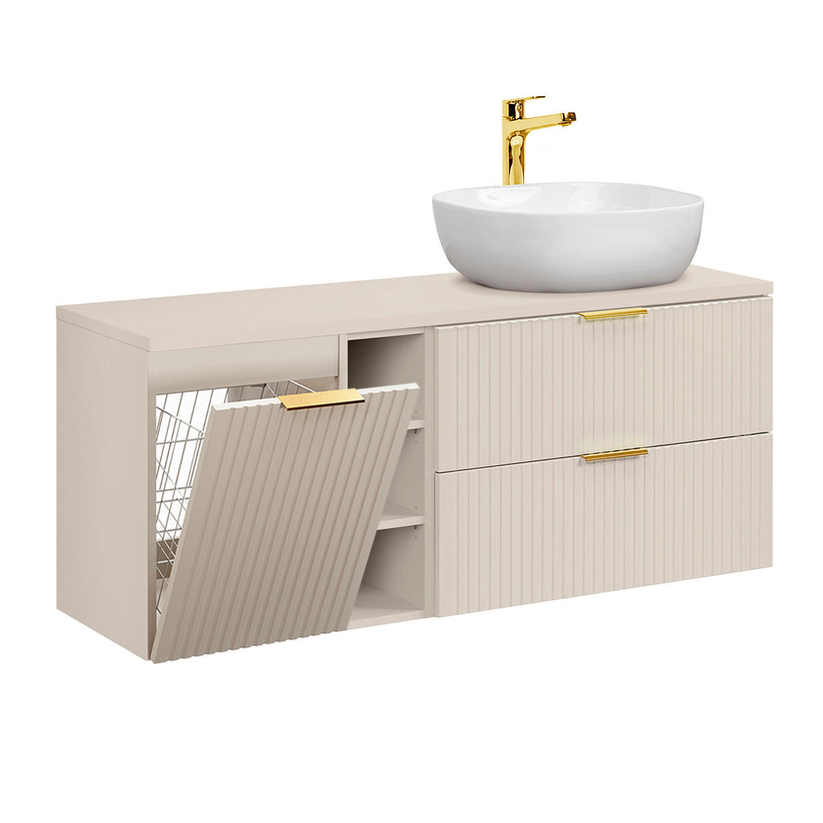 WASCHTISCH 140.8cm Adriel Kaschmir - Beige, Holzwerkstoff (140.8/59/46cm) - Petits-meubles