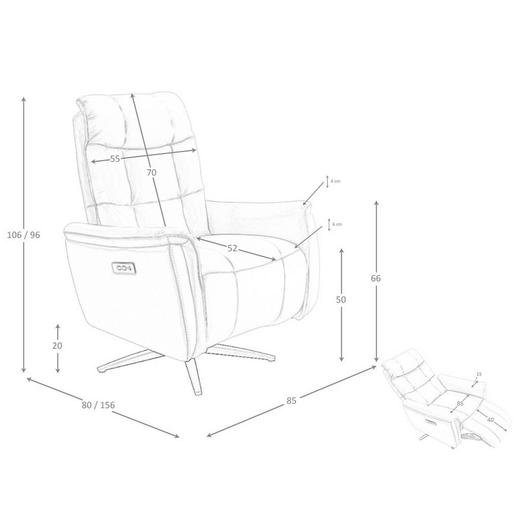 Thumbnail - Angel Cerda Fernsehsessel, Grau, Schwarz, Leder, 85x106x80 cm, Wohnzimmer, Sessel, Polstersessel