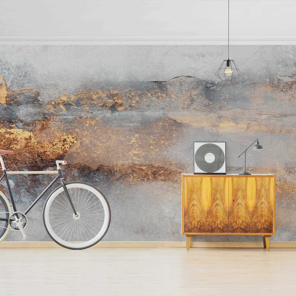 FOTOTAPETE Gold-Grauer Nebel 288/190 cm - Grau, Papier (288/190cm) - Bilderwelten