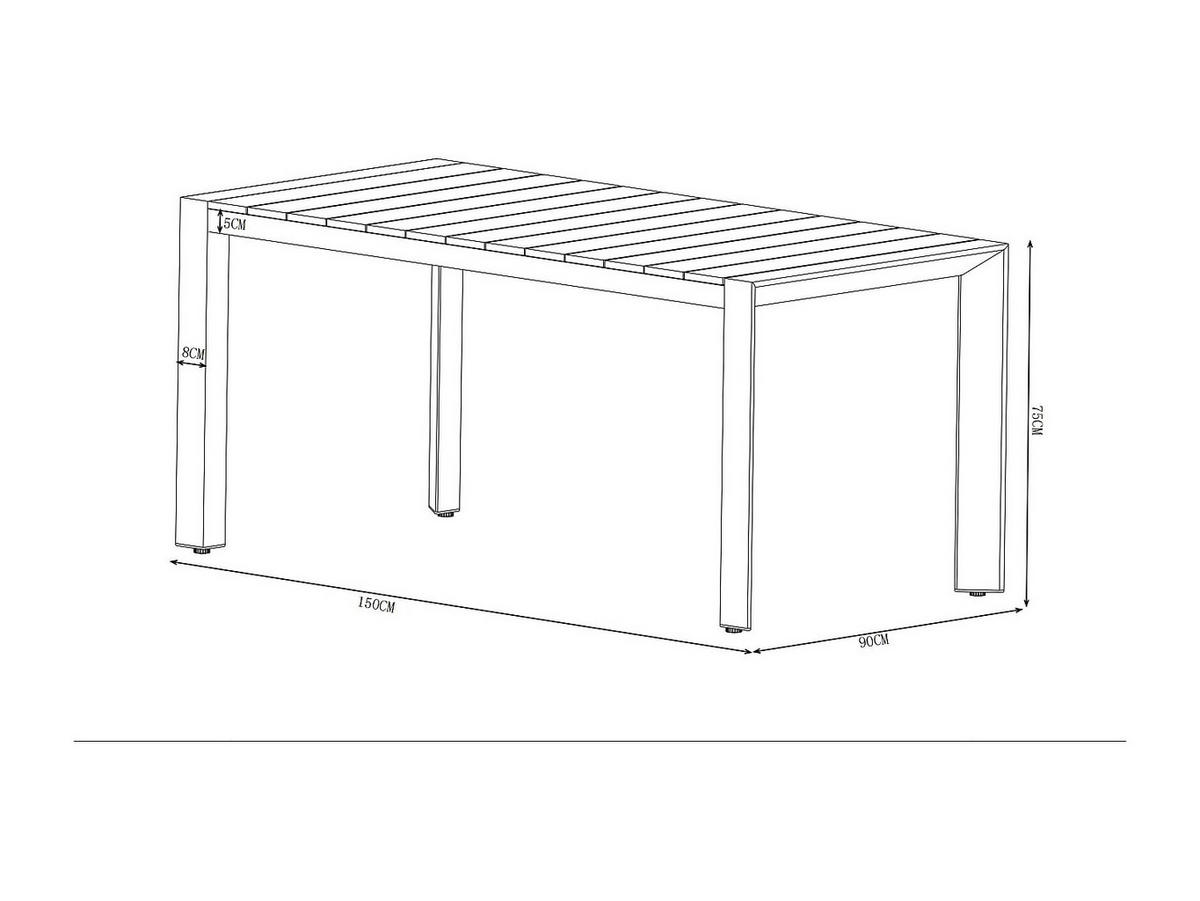 GARTENESSGRUPPE im Set - 4 Personen-Sitzer - Metall - Anthrazitgrau, Naturfarben Hell - - Anthrazit, Metall - Vente-Unique