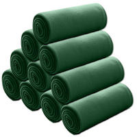 FLEECEDECKE 10er Set schwarz 130/160 cm Kettelrand Anti-Pilling - Dunkelgrün, Textil (130/160cm) - wometo
