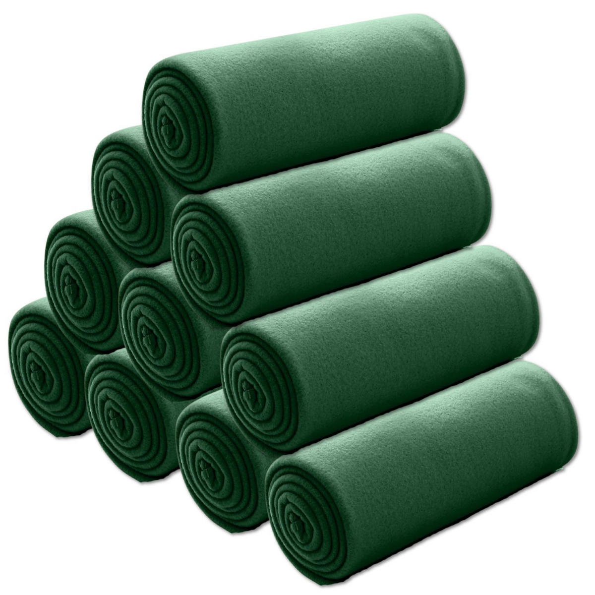 FLEECEDECKE 10er Set schwarz 130/160 cm Kettelrand Anti-Pilling - Dunkelgrün, Textil (130/160cm) - wometo