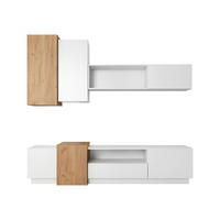 WOHNWAND Viano Weiß / Eiche Craft Gold - 4-teiliges Set mit Push-to-Open - Eichefarben/Weiß, Holz/Holzwerkstoff (220/180/45cm) - Ravio