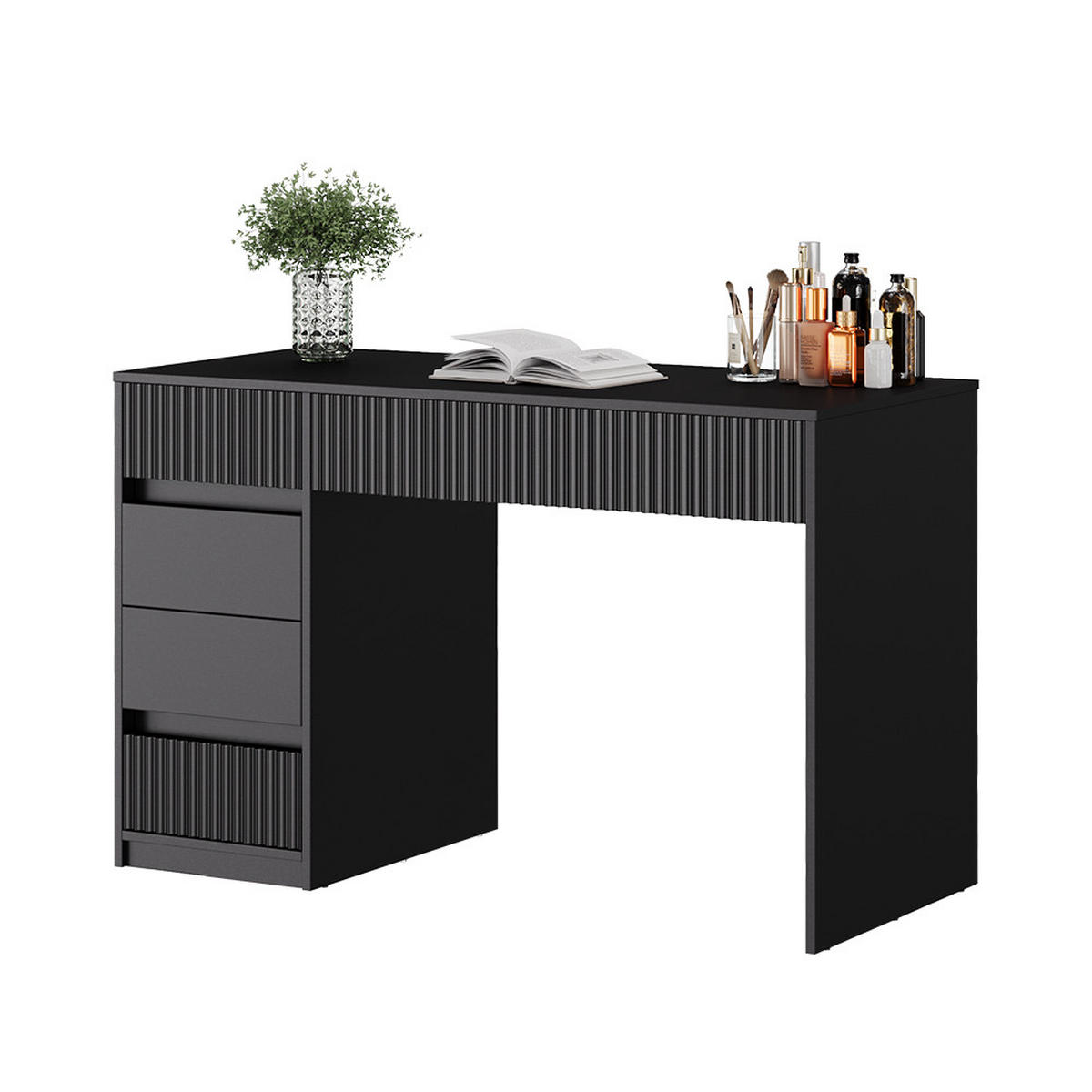 SCHMINKTISCH Omira Schwarz 120 cm ohne Spiegel - Schwarz, Holzwerkstoff (55/120/76cm) - Vicco