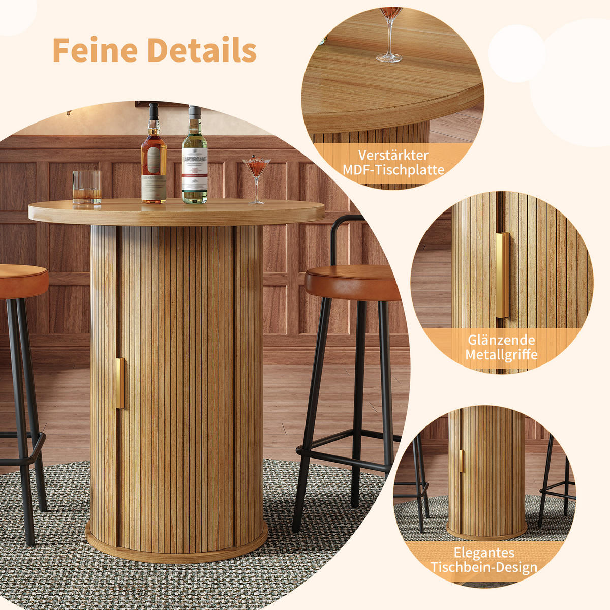 BARTISCH Holzoptik 60/60/91,6 cm - Naturfarben, Holz (60/60/91.6cm) - PANGIVO