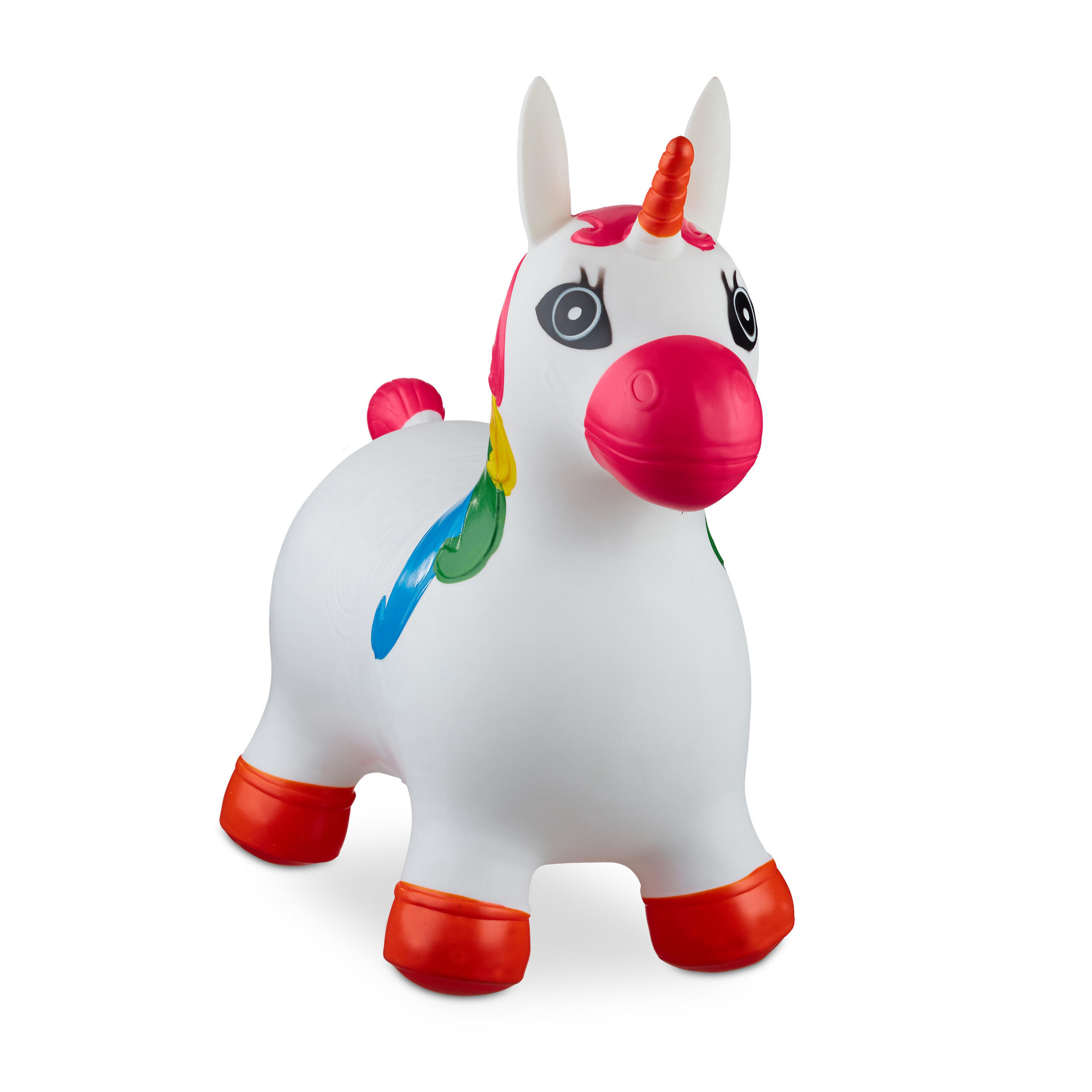 HÜPFTIER Einhorn - Weiß, Kunststoff (62/26/52cm) - Relaxdays