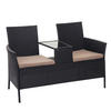 POLY-RATTAN SITZBANK MIT TISCH Schwarz, Beige - Beige/Schwarz, Kunststoff (132/84/55cm) - MCW