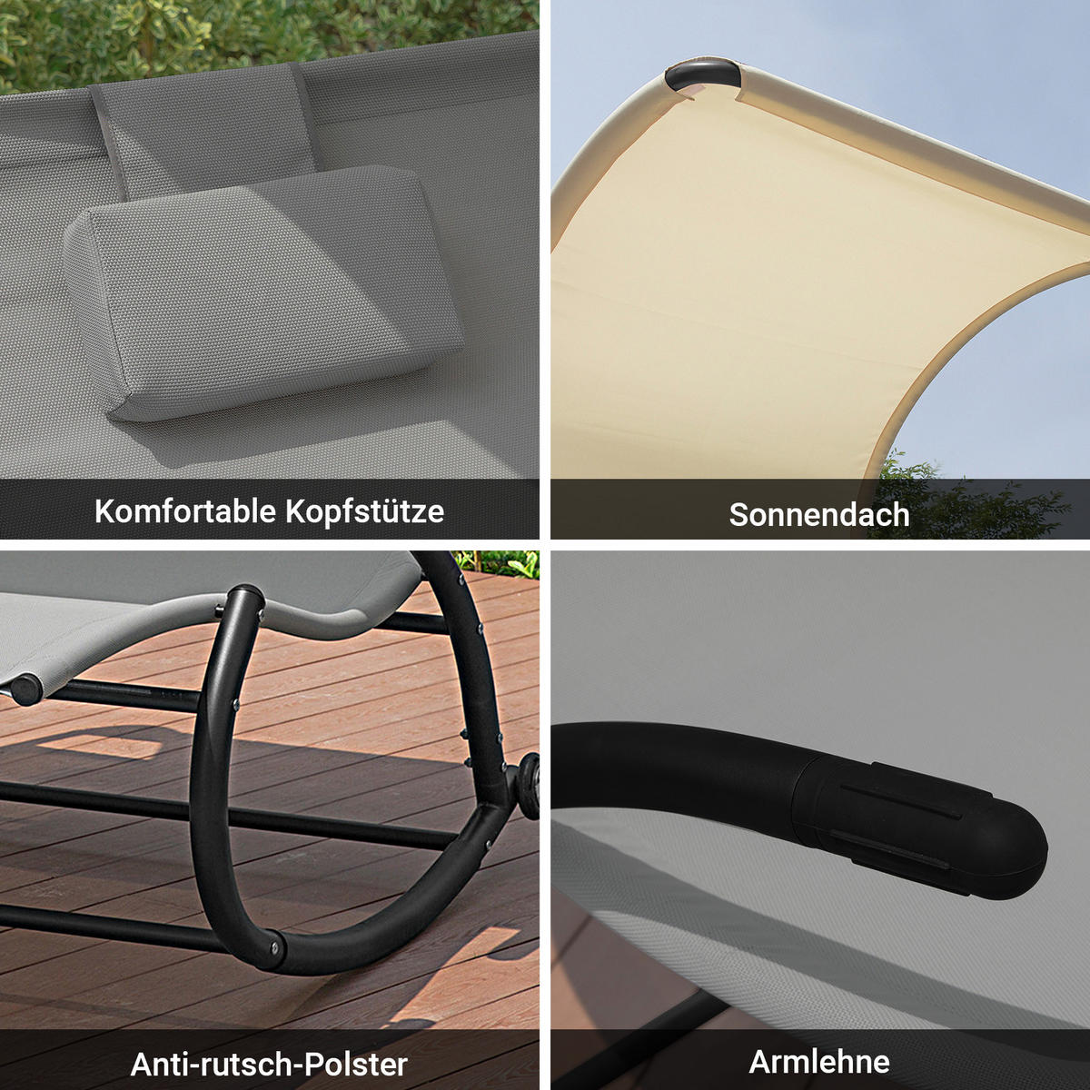 SCHAUKELLIEGE Grau - Beige/Grau, Metall (140/180/184cm) - SoBuy