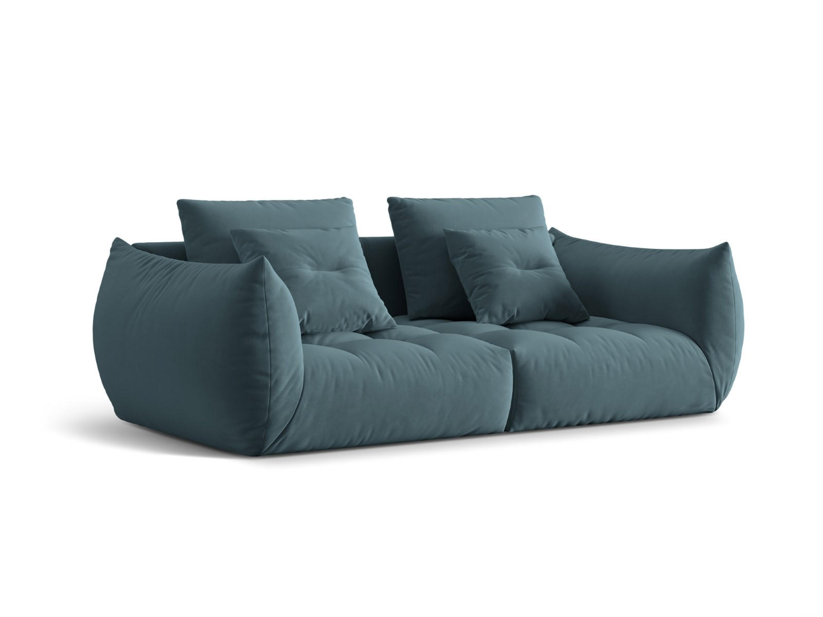 SOFA modular Bloom aus Samt pastellblau 3 Sitzplätze - Pastellblau, Textil (106/95/232cm) - Micadoni
