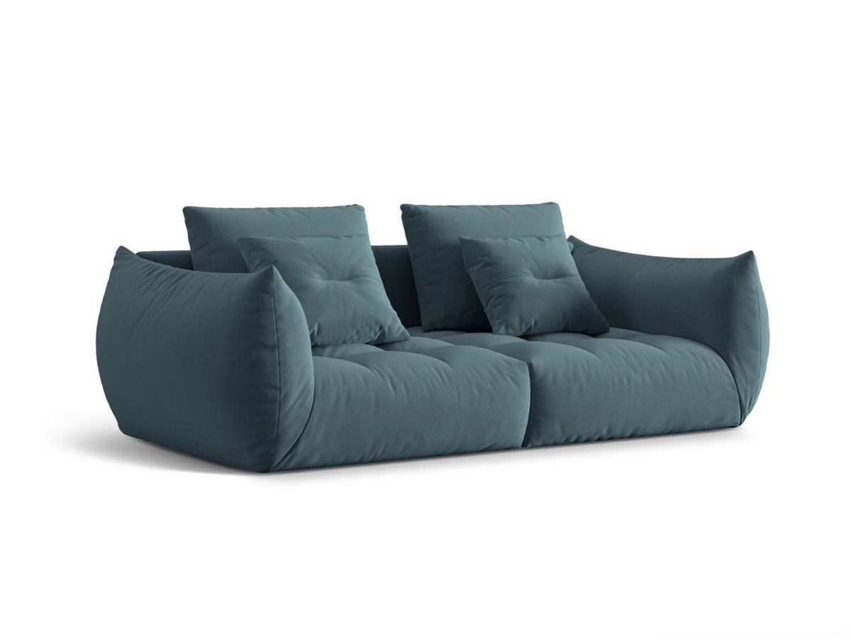 SOFA modular Bloom aus Samt pastellblau 3 Sitzplätze - Pastellblau, Textil (106/95/232cm) - Micadoni