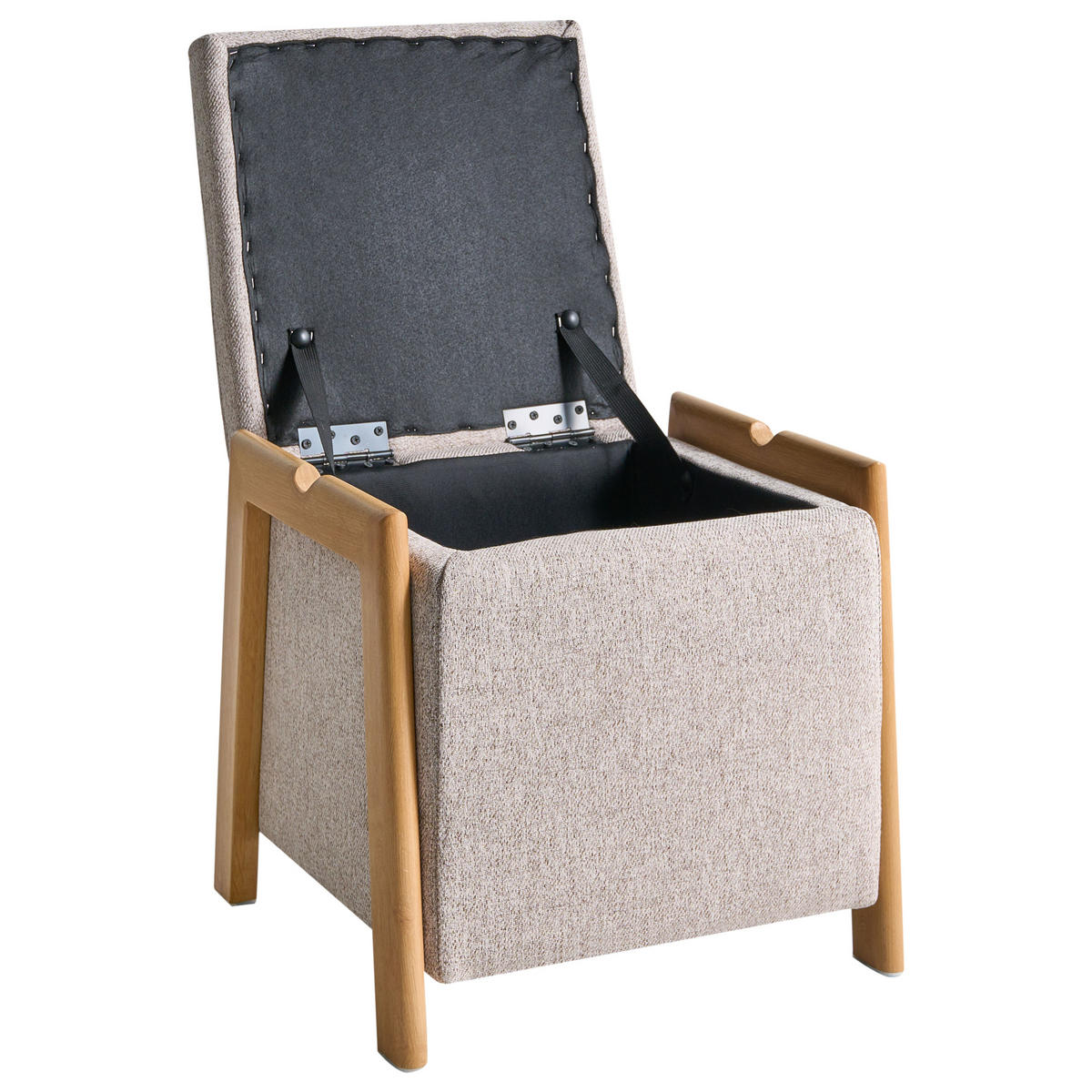 POUF cu spațiu de depozitare textil 45 cm bej Edland - maro deschis, material textil (45/44/43cm) - Beliani