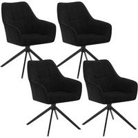 ESSZIMMERSTUHL 4er Set, drehbar, Chenille & Cord, Schwarz - Schwarz, Kunststoff/Textil (58/86/63.5cm) - Woltu