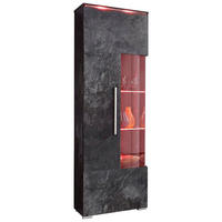 VITRINE India Schiefer 45 / 35 / 160cm - Schieferfarben, Holz/Holzwerkstoff (45/160/35cm) - Feldmann-Wohnen