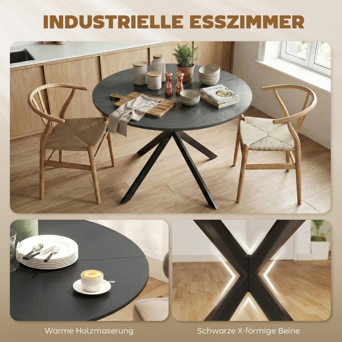 ESSTISCH Rund 100 cm DE-39926 Schwarz - Schwarz, Holzwerkstoff (100/100/75cm) - ComfortXL