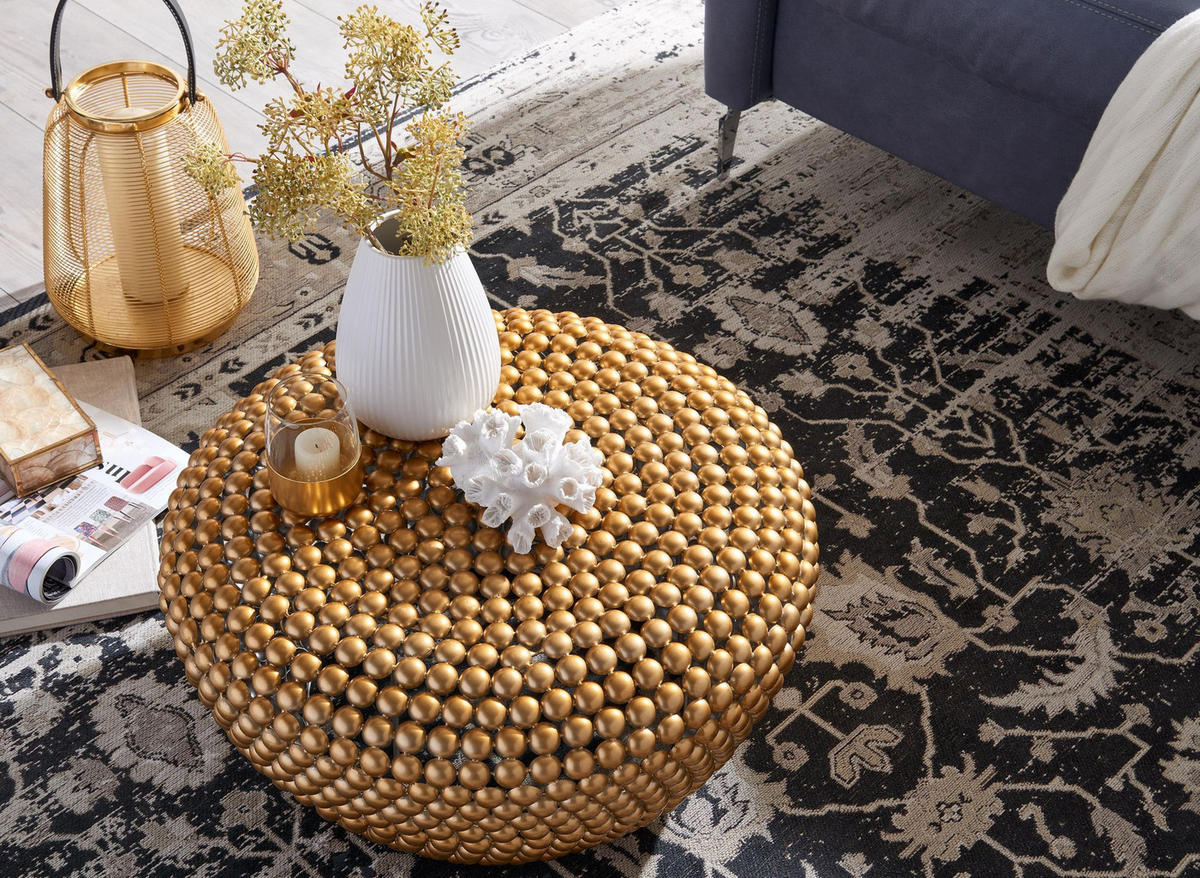 BEISTELLTISCH BIFERNO im orientalischen Stil aus Aluminium mit abgerundeter Form, Gold 60x60x30 cm - Goldfarben, Metall (60/60/30cm) - KADIMA DESIGN