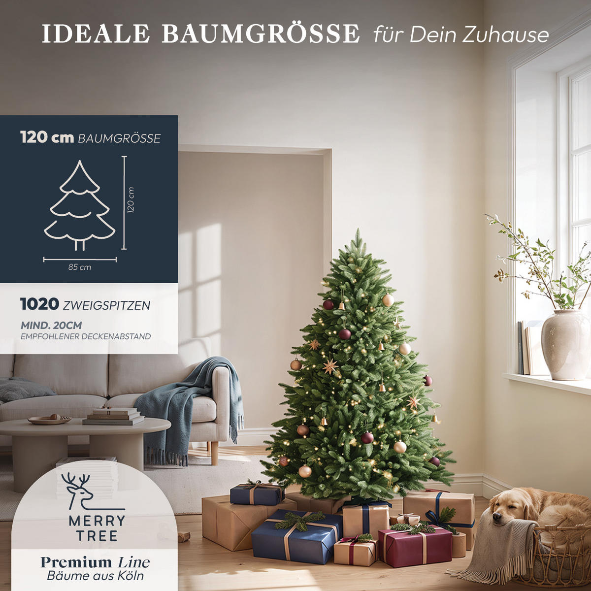 WEIHNACHTSBAUM mit PE-Spritzguss-Nadeln und LED Beleuchtung, 120 cm - Grün, Kunststoff (120cm) - Merry Tree