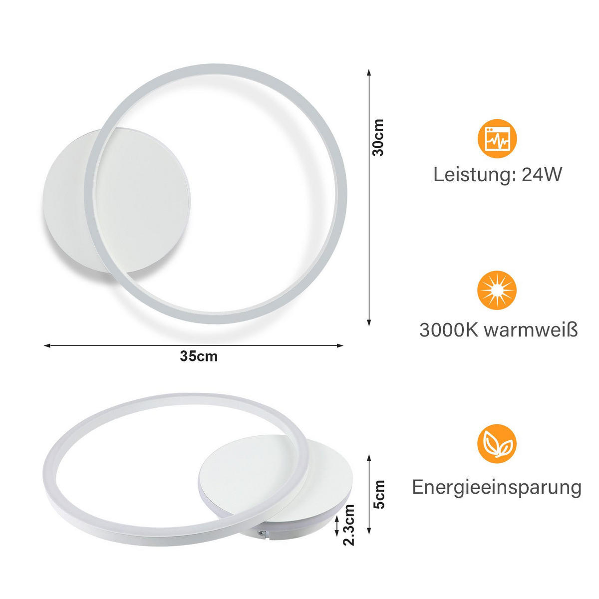 LED-DECKENLEUCHTE Layman 30/35/5cm - Weiß, Metall (35/30/5cm) - Nettlife