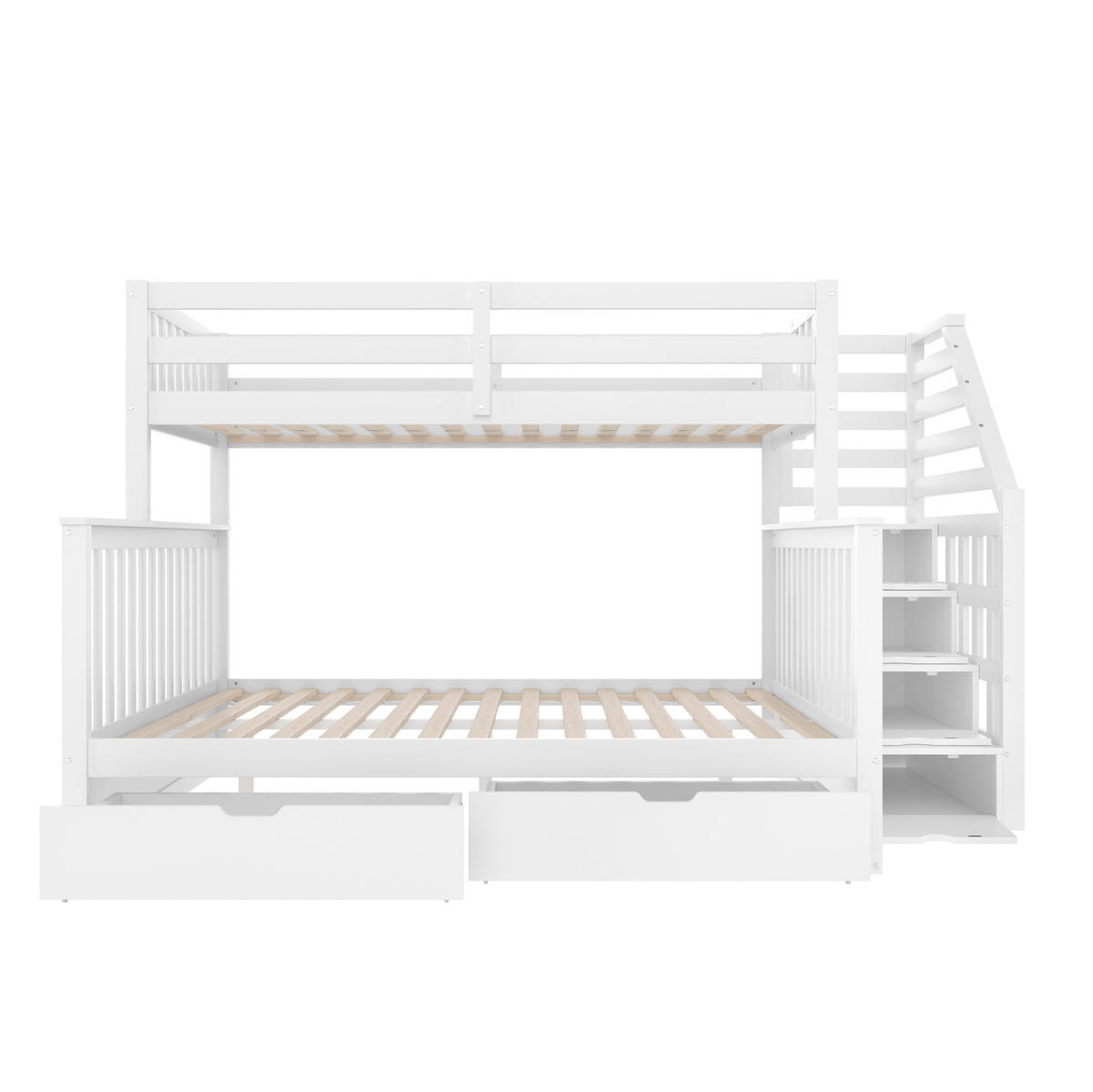 ETAGENBETT aus Kiefernholz 90x200/140x200 cm Weiß mit Schubladen und Stauraum - Weiß, Holzwerkstoff (90/200cm) - IVMEU