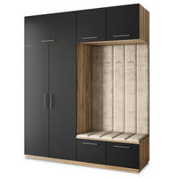 GARDEROBENSCHRANK REMA 200/240/60 cm Modern Eiche Wotan - Eiche Wotan/Schwarz, Holzwerkstoff (200/240/60cm) - MASSENO