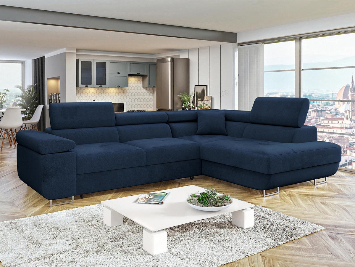 ECKSOFA Torezio, Seite: Rechts - Blau, Holz/Textil (274/203cm) - MIRJAN24
