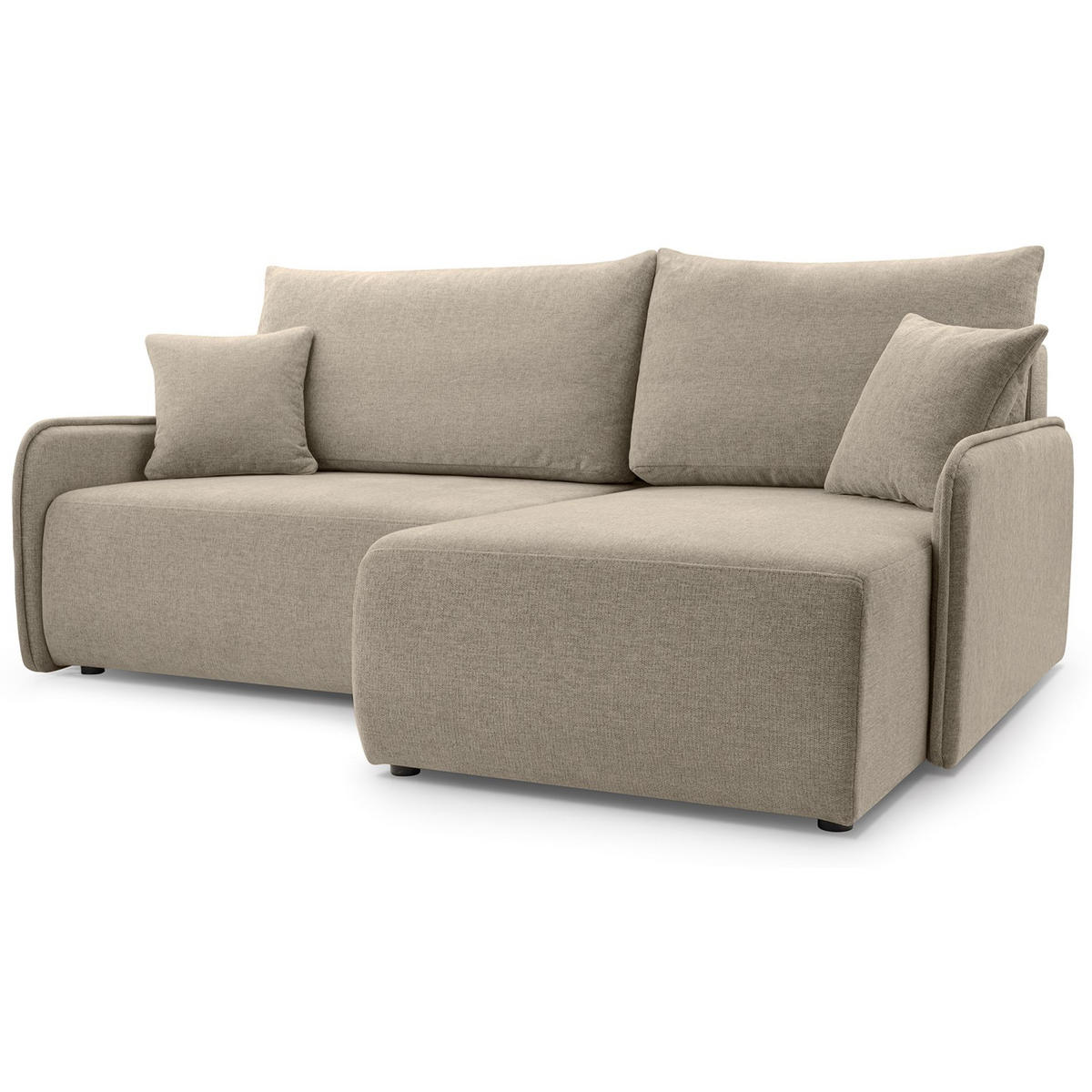 ECKSOFA Netarro, Dunkelbeige Chenille, rechtsseitig - Beige/Schwarz, Kunststoff/Textil (198/147cm) - Selsey