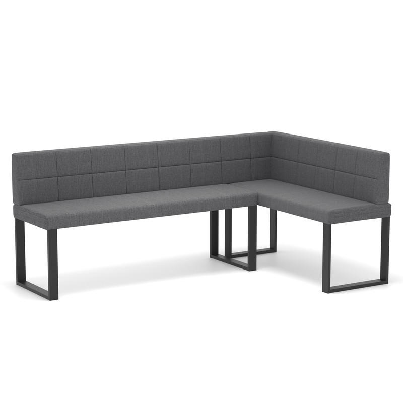 ECKBANK rechts SANA U Webstoff gesteppt, 142/196 cm Dunkelgrau - Dunkelgrau, Textil/Metall (142/196cm) - Idohome