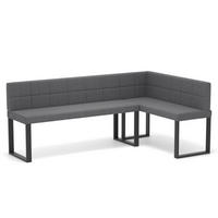 ECKBANK rechts SANA U Webstoff gesteppt, 142/196 cm Dunkelgrau - Dunkelgrau, Textil/Metall (142/196cm) - Idohome