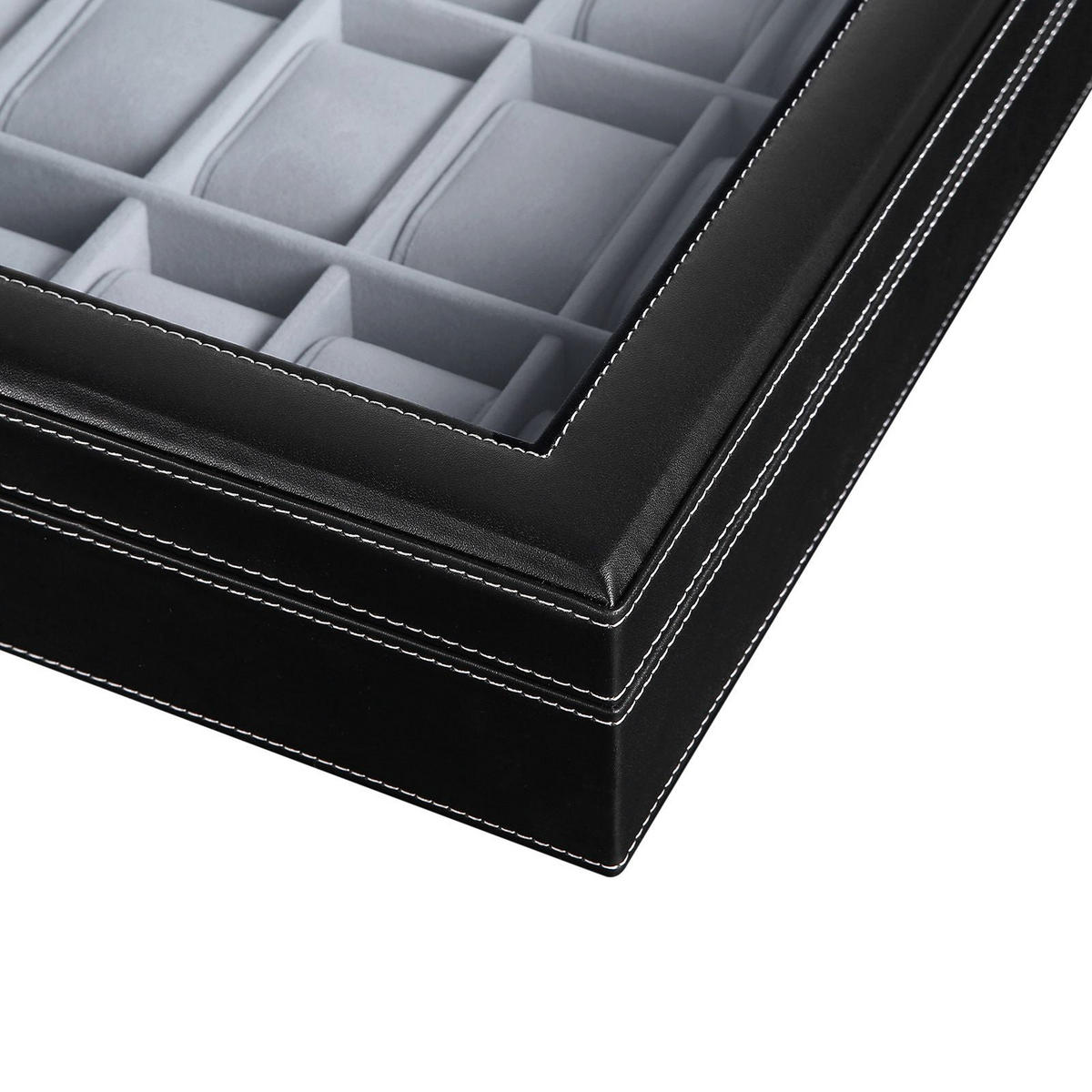 UHRENBOX FÜR 24 UHREN - Schwarz, Holzwerkstoff (29.5/43.5cm) - Hansiro