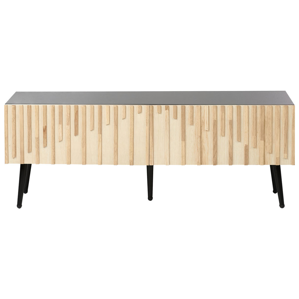 TV STOLEK Světlejší Odstín dřeva/Černý Dalcross - černá/světle hnědá, kompozitní dřevo (120/45/36cm) - Beliani