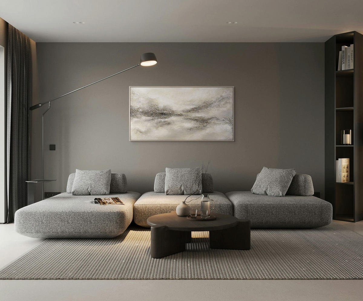 GEMÄLDE Nebulöse Ferne Schattenfugenrahmen Eichefarben 120x60 cm - Eichefarben, Holz (120/60cm) - YS-art gallery