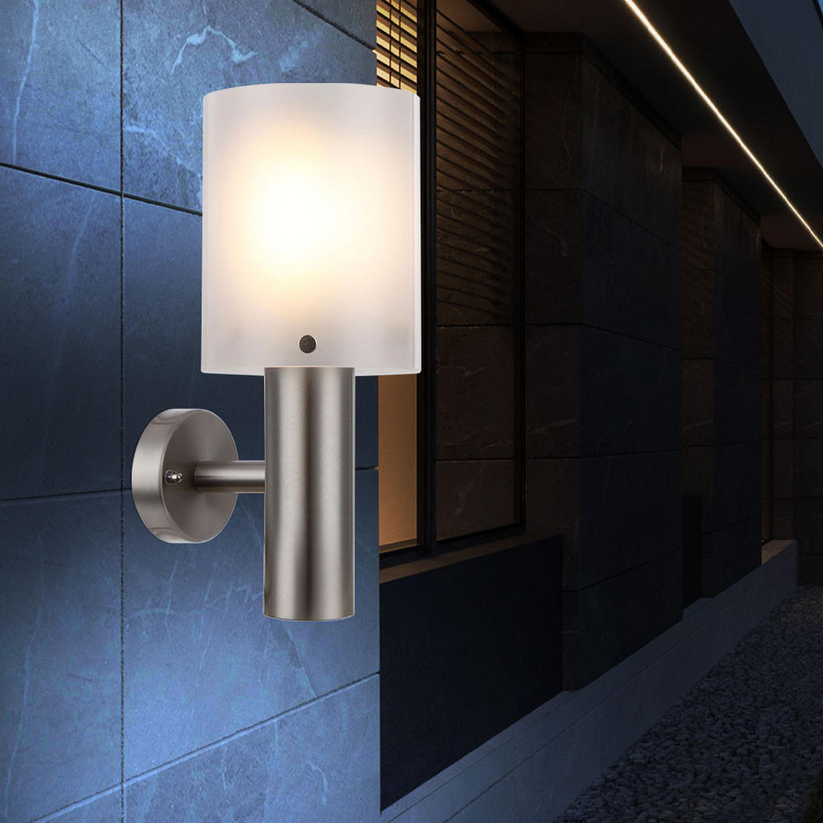 LED AUSSEN-WANDLEUCHTE Edelstahl Silber - Silberfarben, Metall (12/27.8/15.7cm) - Globo Lighting