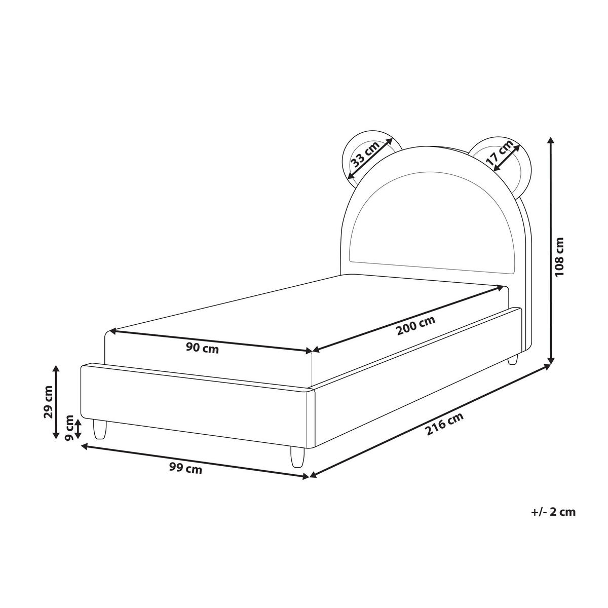 KINDERBETT 90/200 cm Hellbraun Mailles - Blau/Hellbraun, Textil (90/200cm) - Beliani