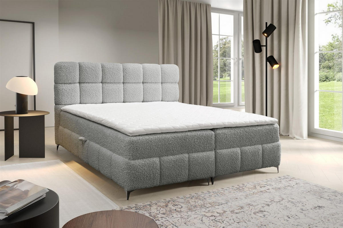 BOXBETT Sophie In Rolf - Hellgrau, Holzwerkstoff/Textil (200/200cm) - Fun Möbel